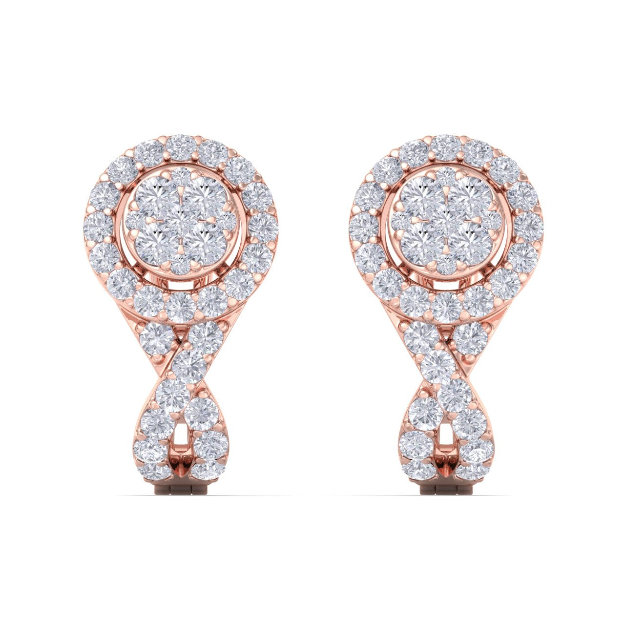 Classic earrings with french clip in yellow gold with white diamonds 0.45 ct in weight