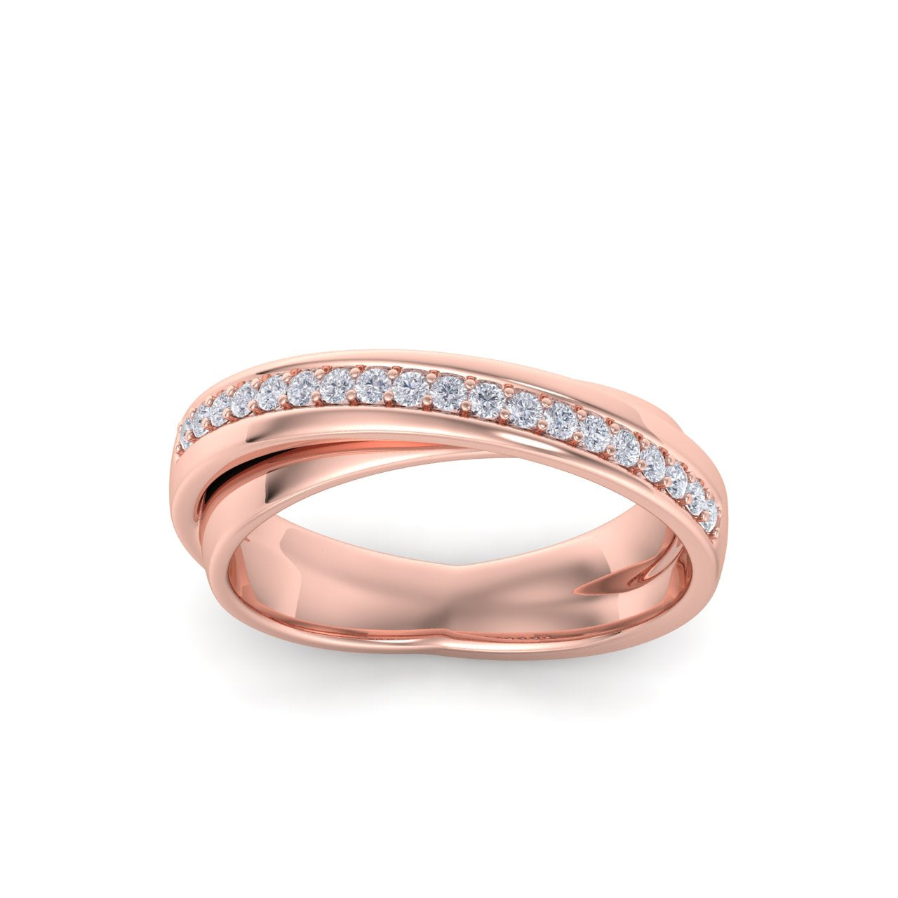 Pavé diamond ring in rose gold with white diamonds of 0.18 ct in weight