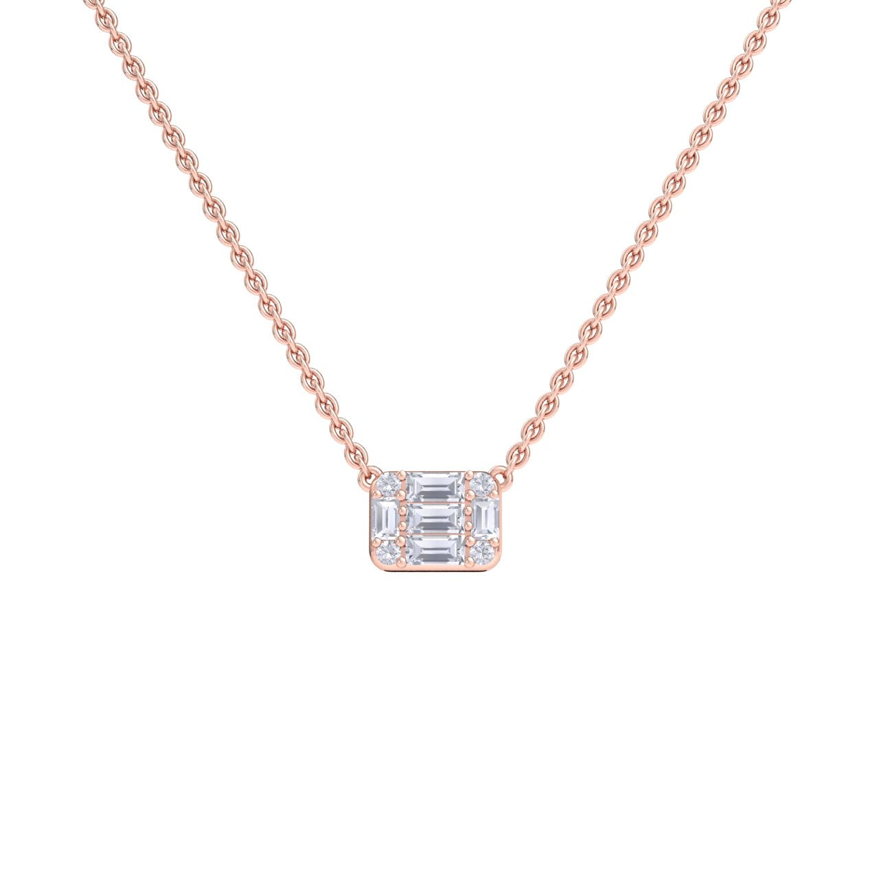 Baguette necklace in yellow gold with white diamonds of 0.57 ct in weight
