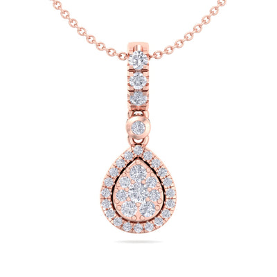 Pear pendant in rose gold with white diamonds of 0.38 ct in weight - HER DIAMONDS®