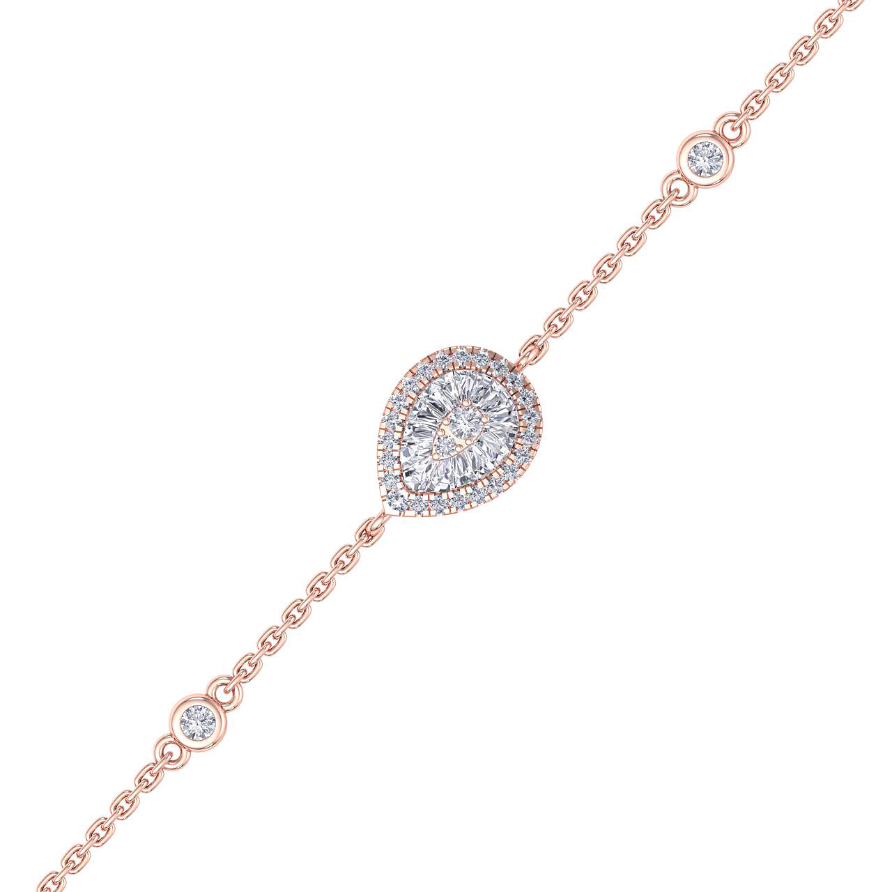 Pear shaped bracelet in yellow gold with white diamonds of 0.29 ct in weight - HER DIAMONDS®