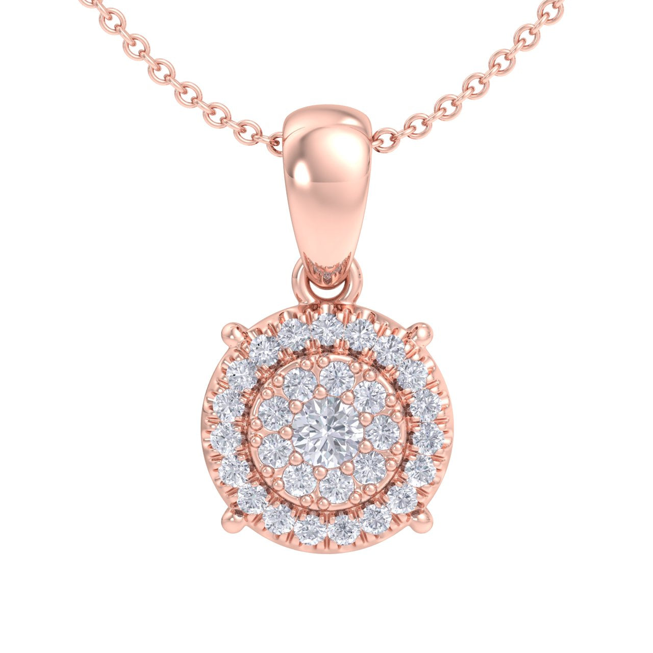 Classic round pendant in rose gold with white diamonds of 0.22 ct in weight - HER DIAMONDS®
