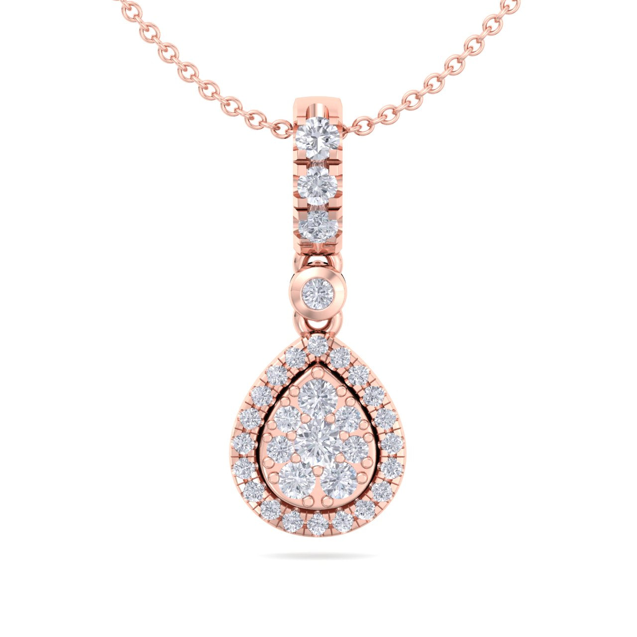 Pear pendant in yellow gold with white diamonds of 0.38 ct in weight - HER DIAMONDS®