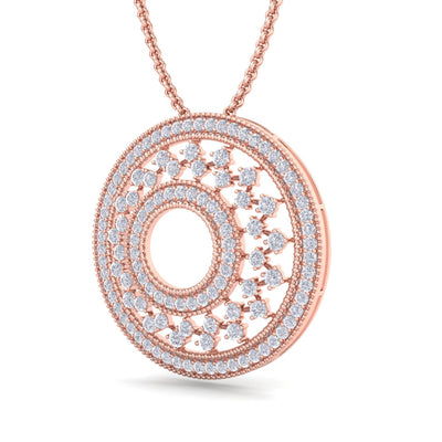 Exclusive round pendant in rose gold with white diamonds of 4.11 ct in weight