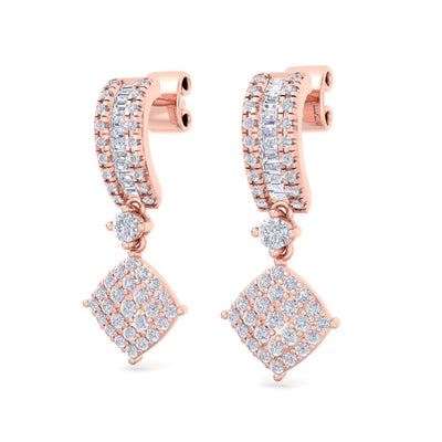 Drop earrings in yellow gold with white diamonds of 0.77 ct in weight - HER DIAMONDS®
