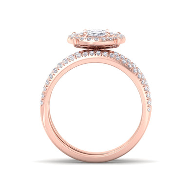 Bridal set in rose gold with white diamonds of 1.24 ct in weight