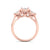 Three stones diamond ring with miracle plates in rose gold with white diamonds of 0.37 ct in weight