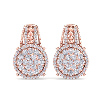 Drop earrings with hearts in rose gold with white diamonds of 1.39 ct in weight - HER DIAMONDS®