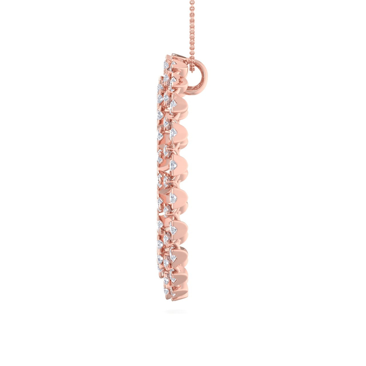 Circle pendant in rose gold with white diamonds of 3.28 ct in weight