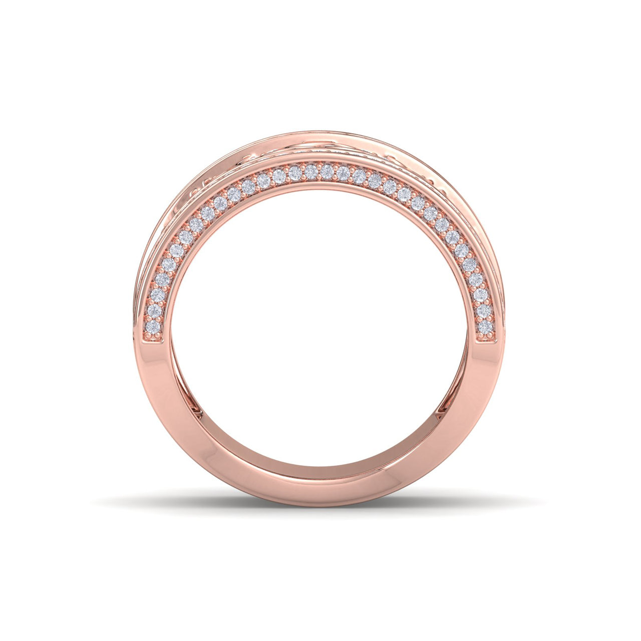 Wide ring in yellow gold with white diamonds of 0.82 ct in weight
