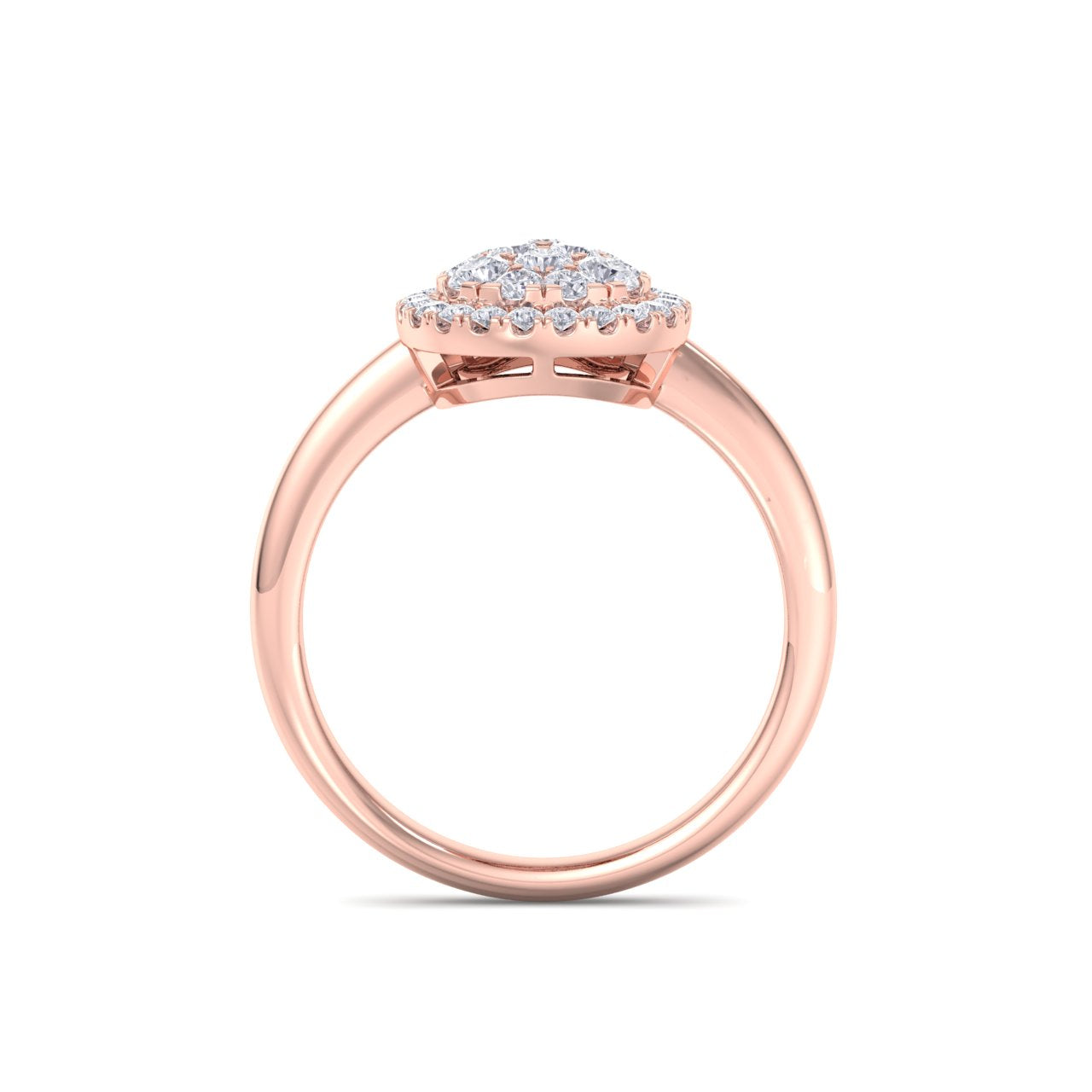 Pear shaped ring in rose gold with white diamonds of 0.54 ct in weight