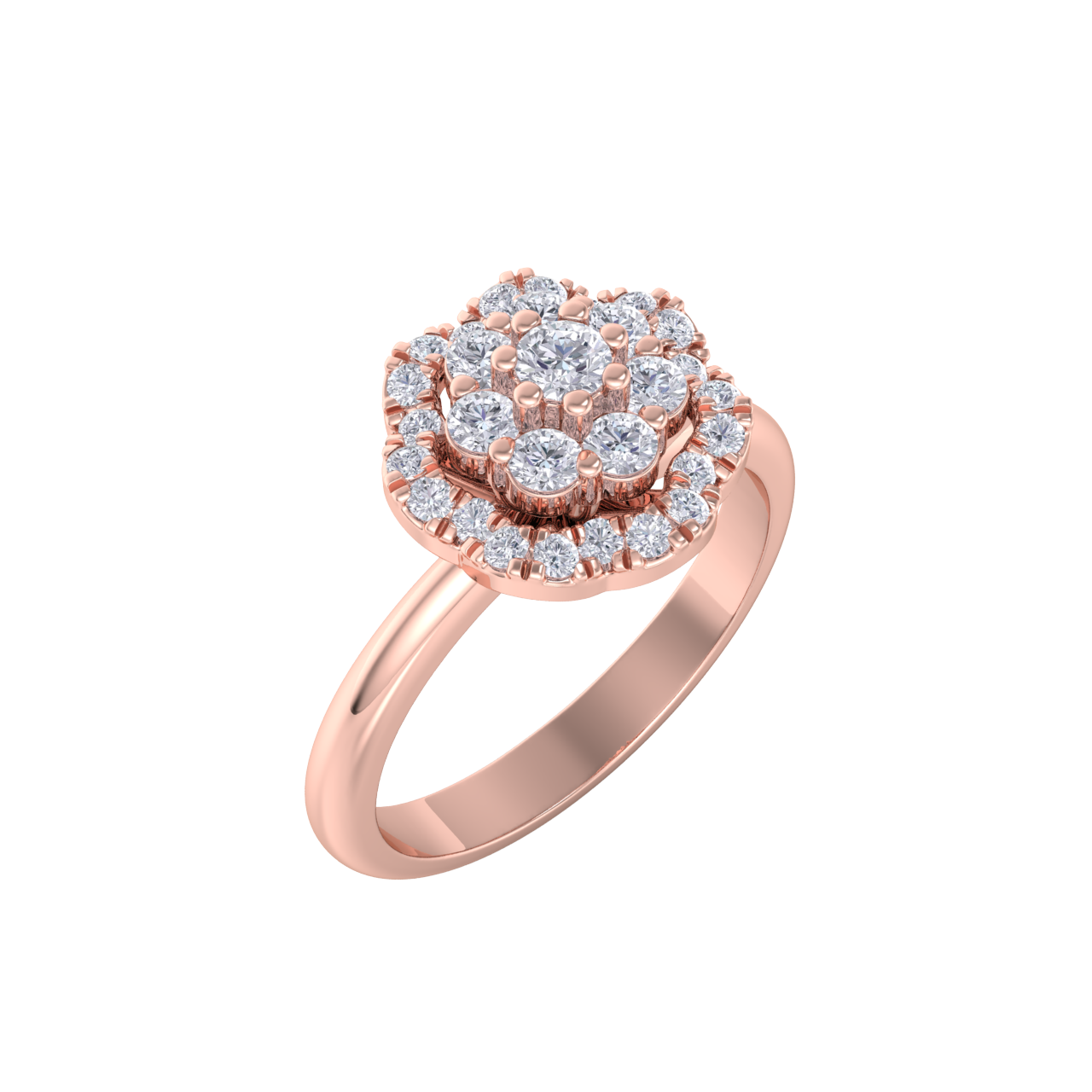 Flower diamond ring in yellow gold with white diamonds of 0.35 ct in weight