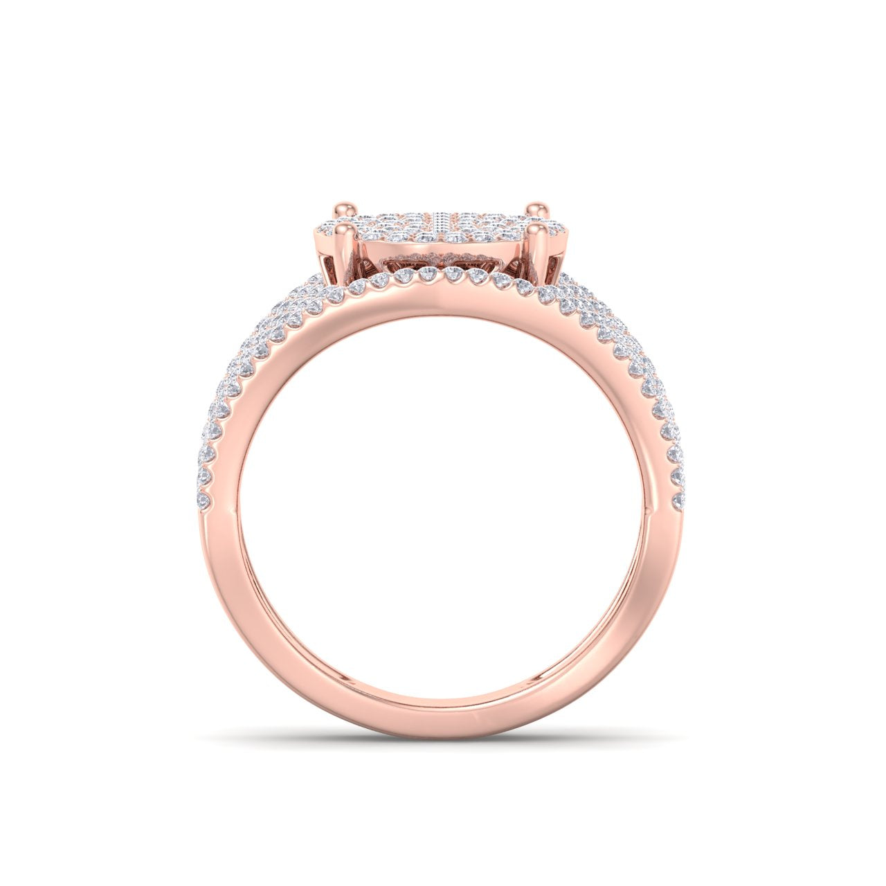 Round multi-band ring in rose gold with white diamonds of 0.71 ct in weight