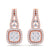 Square earrings in rose gold with white diamonds of 0.73 ct in weight - HER DIAMONDS®