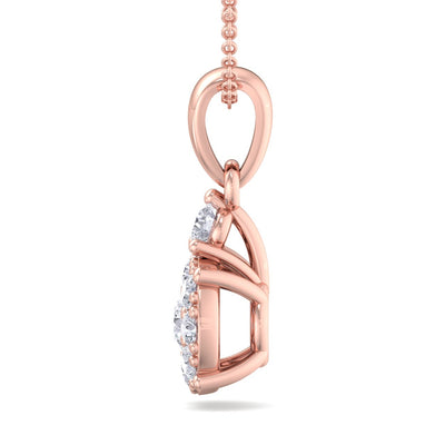 Elegant round pendant in rose gold with white diamonds of 0.25 ct in weight - HER DIAMONDS®