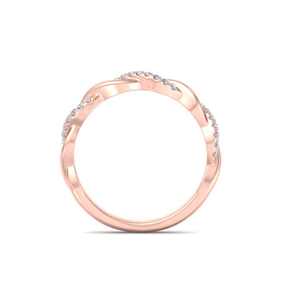 Twisted ring in rose gold with white diamonds of 0.25 ct in weight