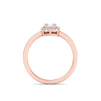 Engagement ring with channel setting in rose gold with white diamonds of 0.18 ct in weight