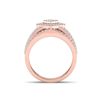 Wide ring in rose gold with white diamonds of 0.79 ct in weight