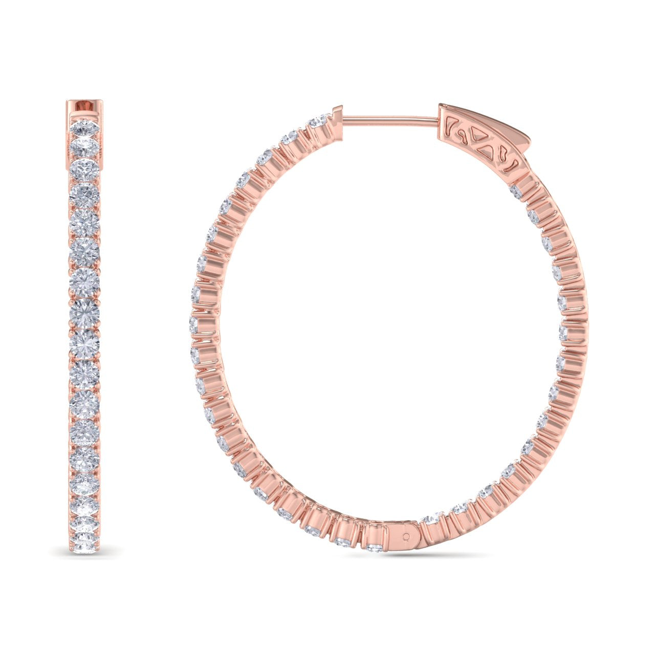 Hoop earrings in rose gold with white diamonds of 3.30 ct in weight