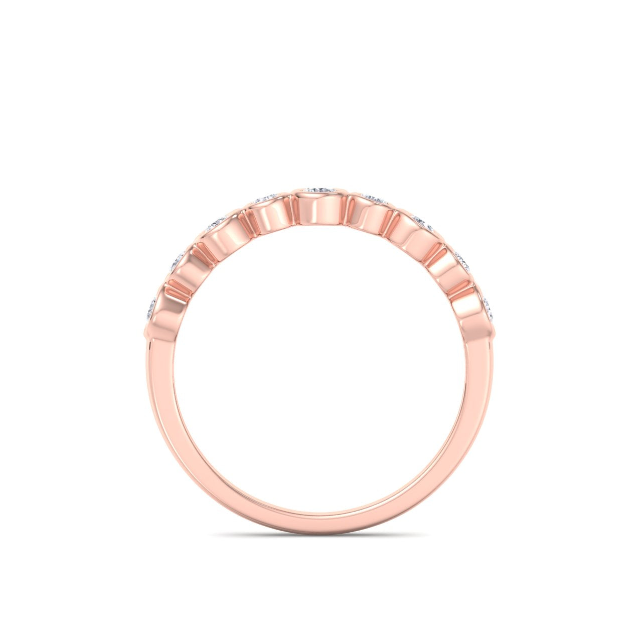 Wedding band in rose gold with white diamonds of 0.25 ct in weight