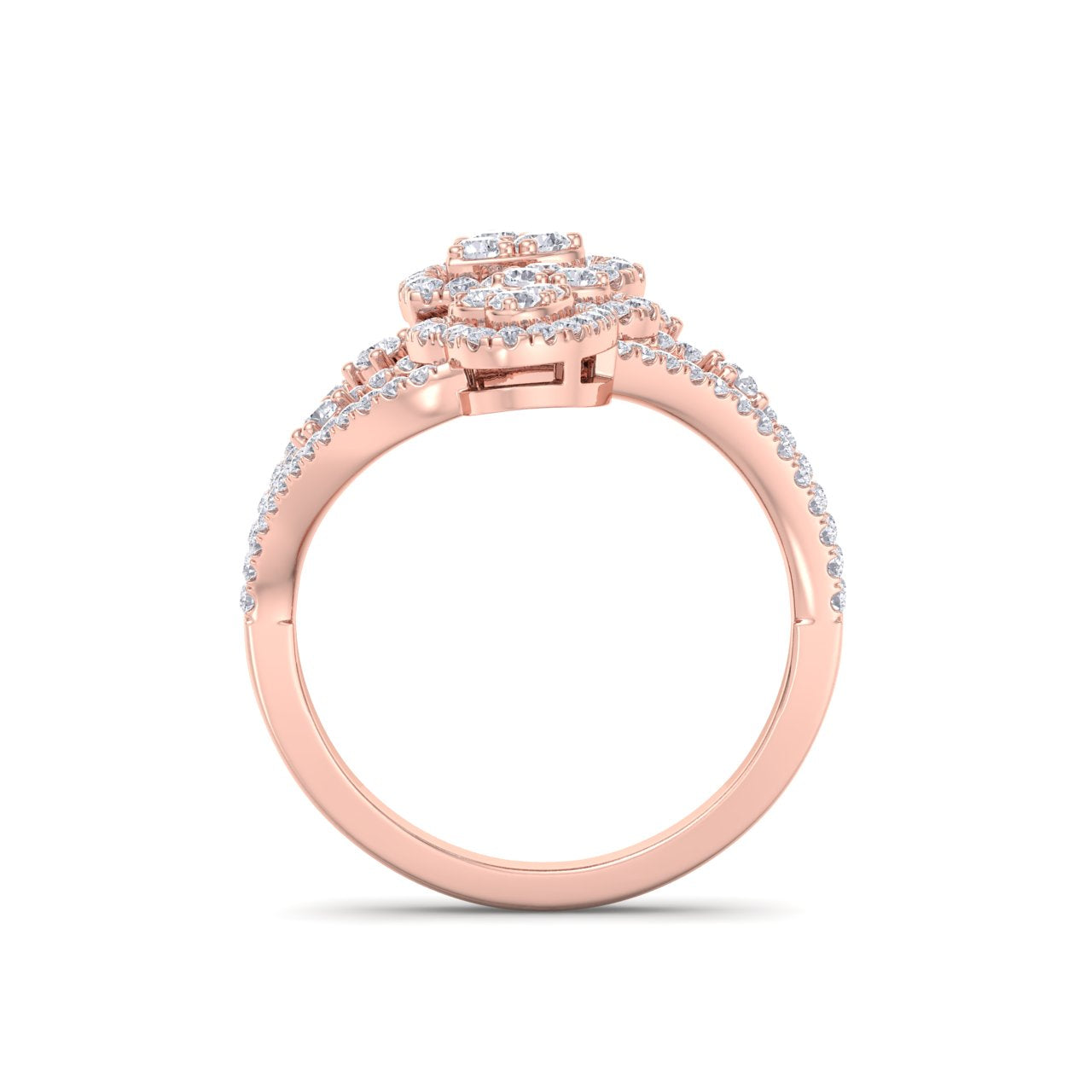 Heart statement ring in rose gold with white diamonds of 1.03 ct in weight