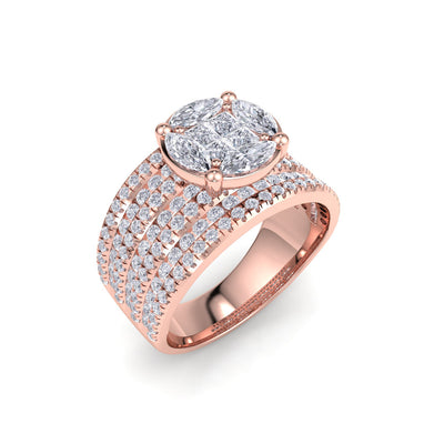 Solitaire ring in rose gold with white diamonds of 1.71 ct in weight