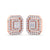 Square stud earrings in rose gold with white diamonds of 0.41 ct in weight