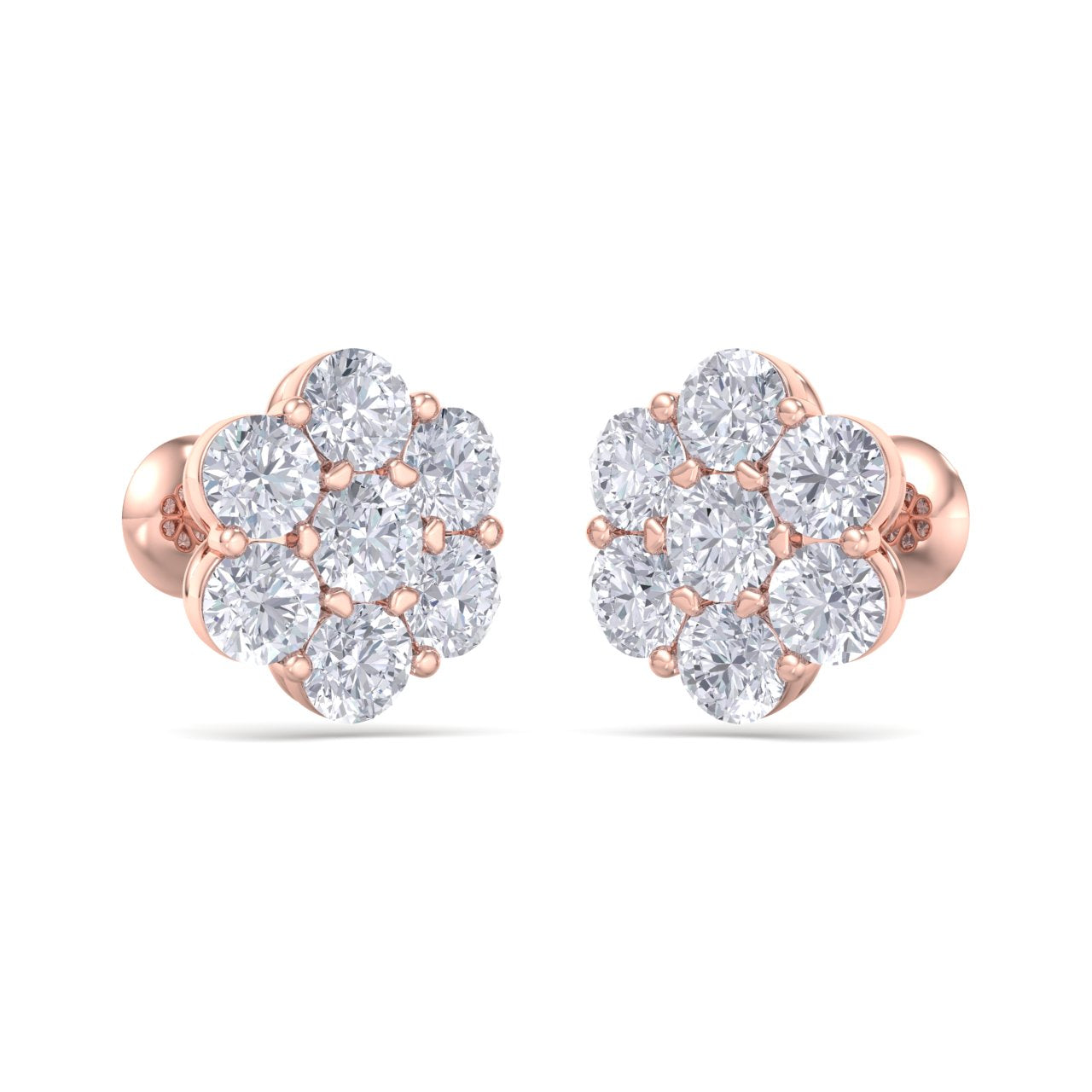 Stud earrings in white gold with white diamonds of 2.79 ct in weight