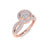 Round cluster ring in rose gold with white diamonds of 0.98 ct in weight