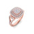 Square heart ring in rose gold with white diamonds of 0.65 ct in weight