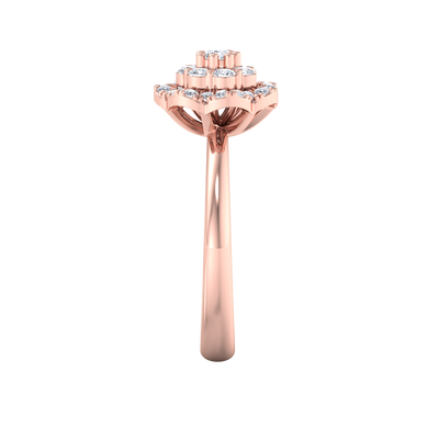Flower diamond ring in rose gold with white diamonds of 0.35 ct in weight