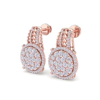 Drop earring with hearts in yellow gold with white diamonds of 1.39 ct in weight - HER DIAMONDS®