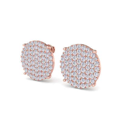 Round diamond stud earring with four-prong in white gold with white diamonds of 2.95 ct in weight - HER DIAMONDS®