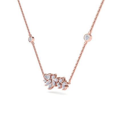 Flower shape necklace in rose gold with white diamonds of 0.60 ct in weight - HER DIAMONDS®
