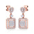 Square drop heart earrings in white gold with white diamonds of 0.65 ct in weight