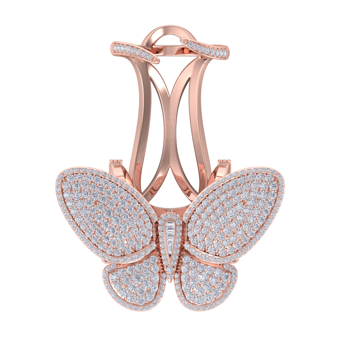Enchanted butterfly ring in yellow gold with white diamonds of 2.79 ct in weight
