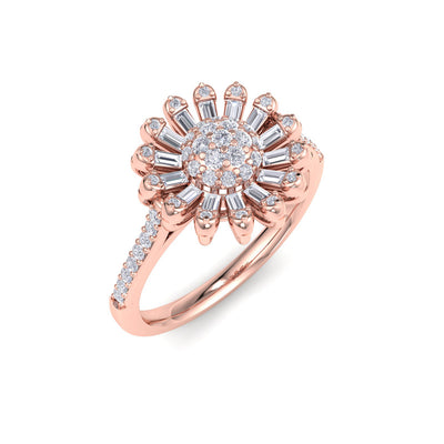 Sunflower ring in yellow gold with white diamonds of 0.43 ct in weight
