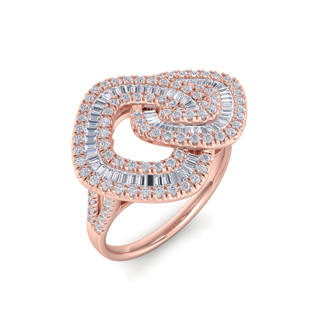 Statement ring in yellow gold with white diamonds of 2.07 ct in weight