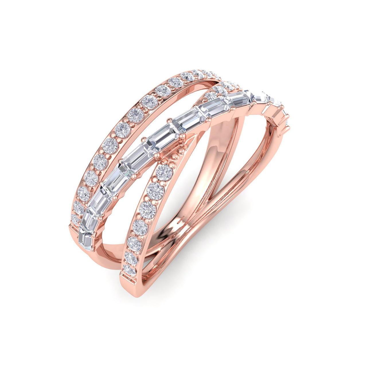 Ring in yellow gold with white diamonds of 0.72 ct in weight