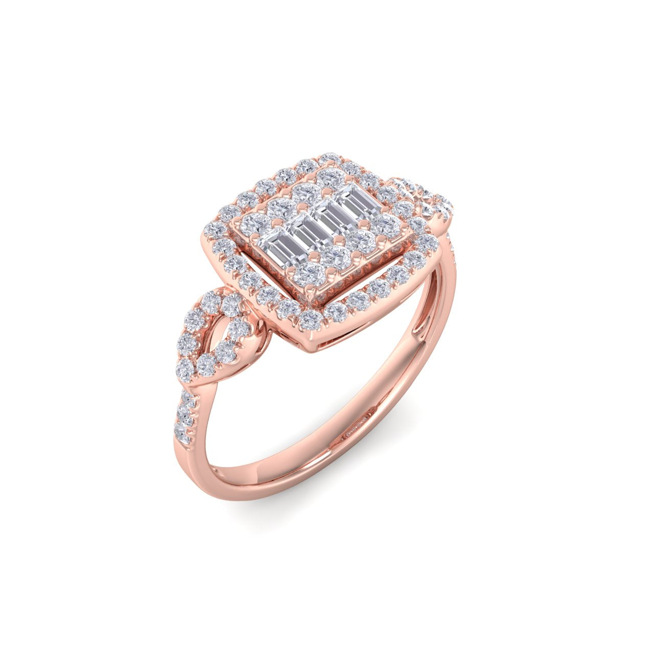 Square ring in white gold with white diamonds of 0.44 ct in weight - HER DIAMONDS®