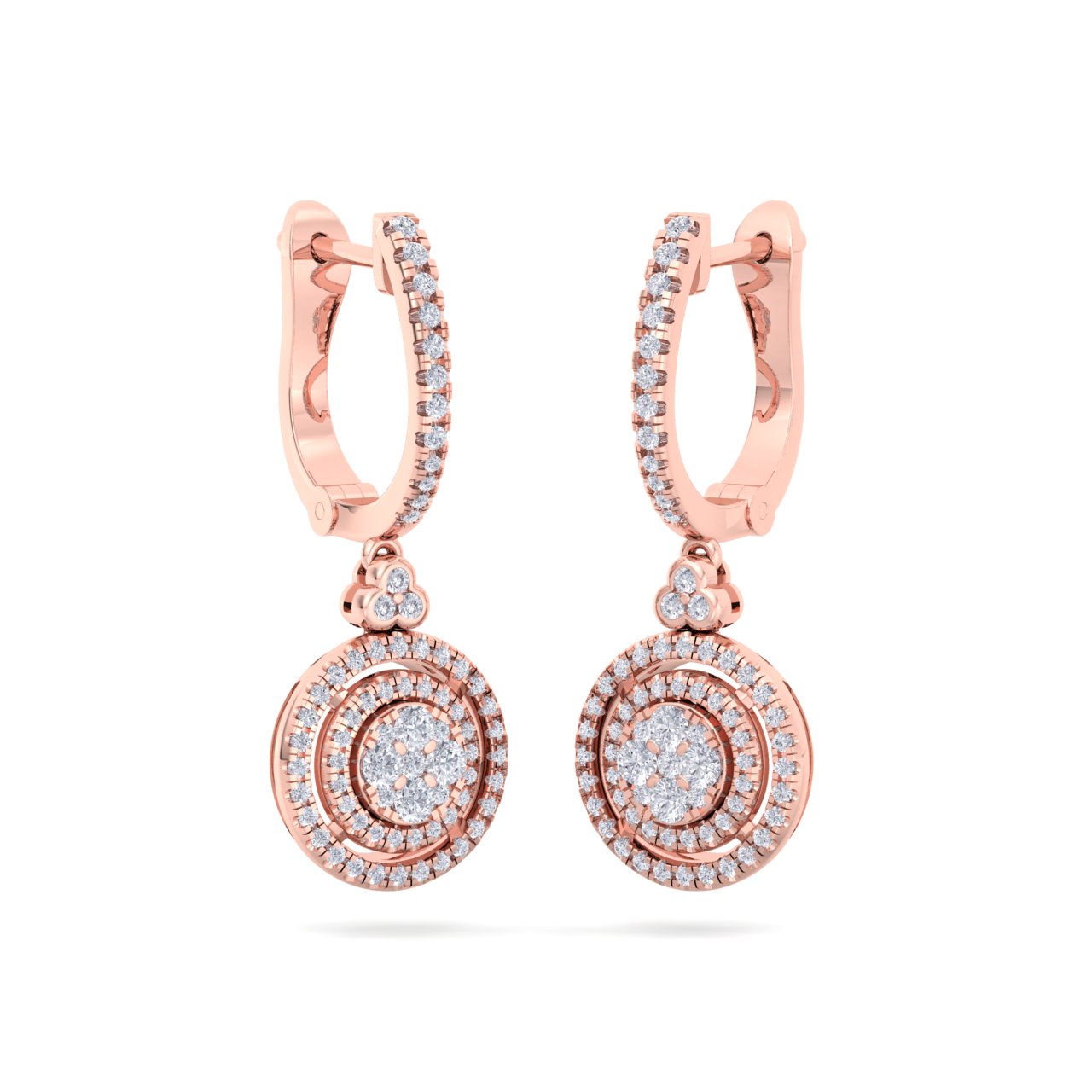 Round drop earrings in yellow gold with white diamonds of 0.88 ct in weight - HER DIAMONDS®