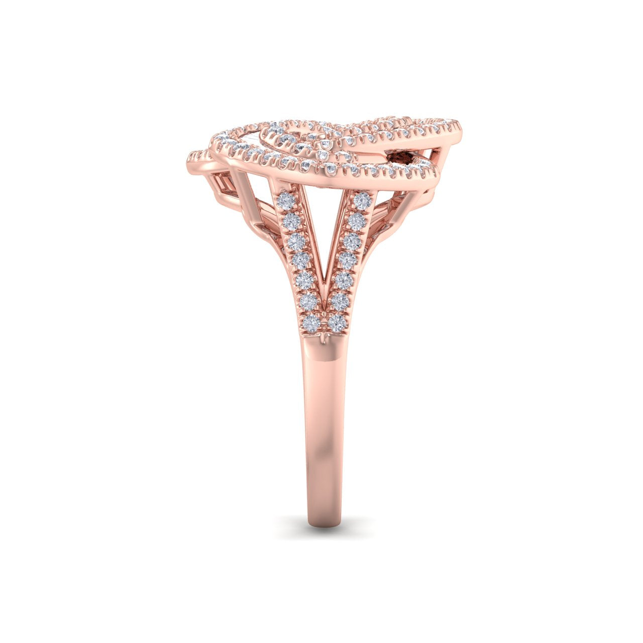 Statement ring in yellow gold with white diamonds of 2.07 ct in weight