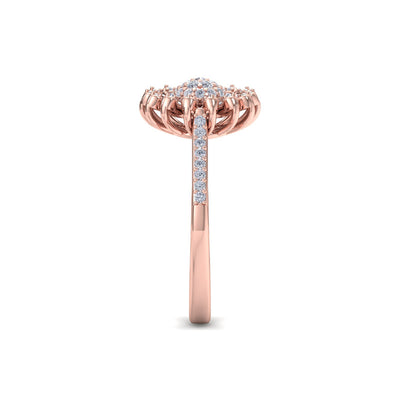 Sunflower ring in rose gold with white diamonds of 0.43 ct in weight