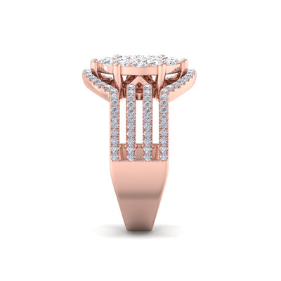 Multi band ring in rose gold with white diamonds of 0.97 ct in weight
