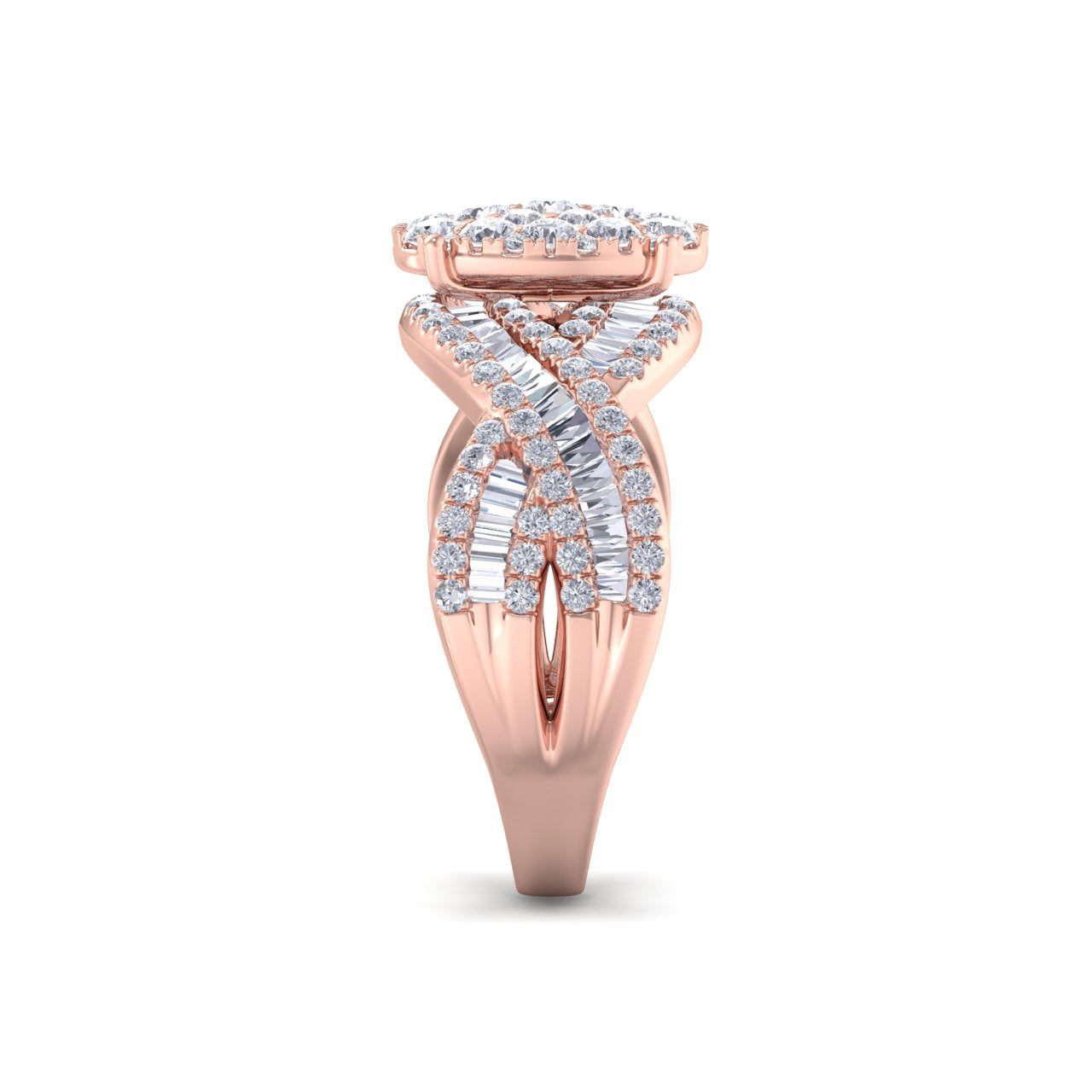 Oval ring in rose gold with white diamonds of 1.18 ct in weight