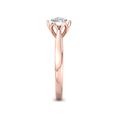Ring in yellow gold with white diamonds of 0.14 ct in weight in a crown setting