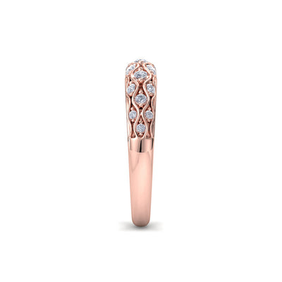Petite rolled pavé ring in rose gold with white diamonds of 0.29 ct in weight