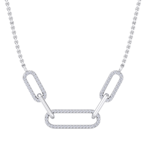 Diamond chain link necklace in white gold with white diamonds of 0.33 ct in weight