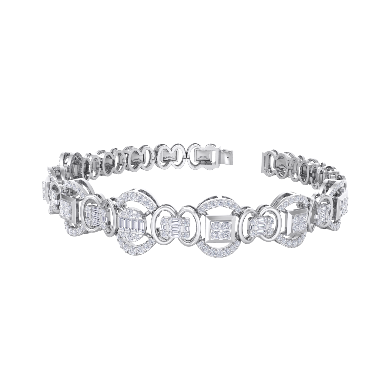 Statement bracelet in white gold with white diamonds of 1.77 ct in weight