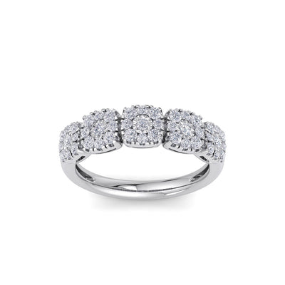 Ring with miracle plate setting in white gold with white diamonds of 0.51 ct in weight